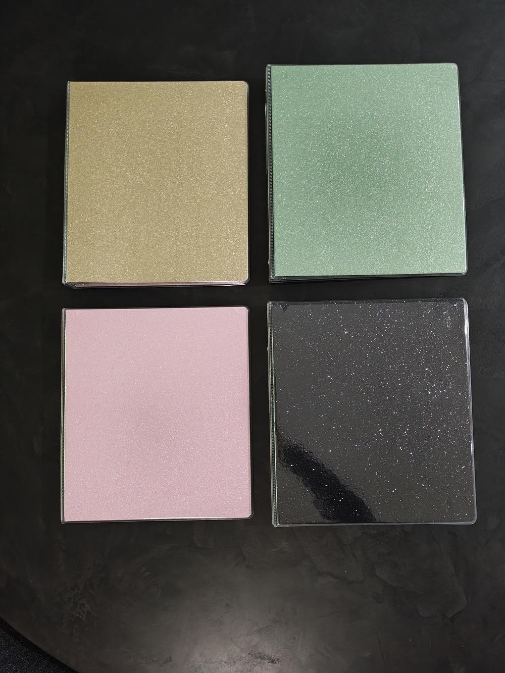 Glitter 3-Ring Binder Set - Black, Pink, Green, Gold - Brand New!!